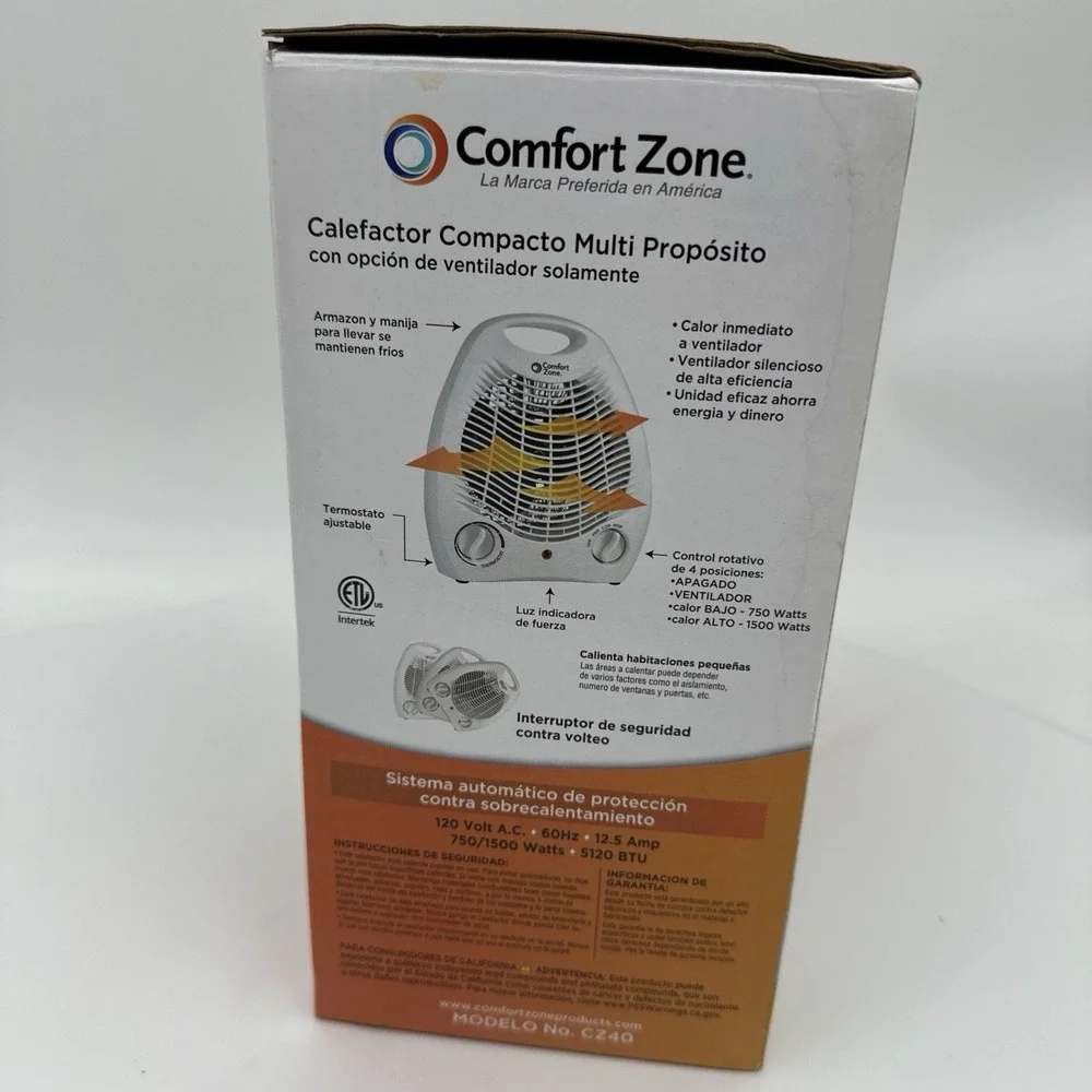 Comfort Zone CZ40 Heater 1500W Thermostat White